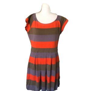 Western Wear Block Striped Pleated Dress